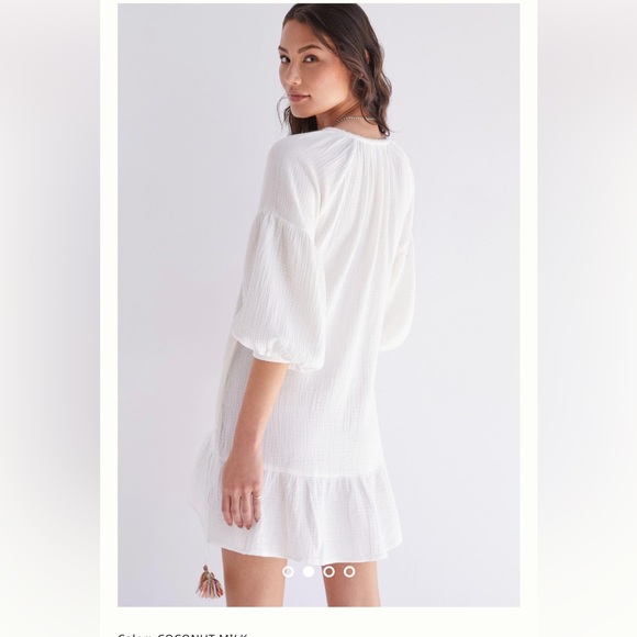 Anthropologie Sundays Flounced Tunic Dress in Coconut Milk Size 2 - Picture 3 of 11